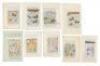 Nine manuscript leaves with paintings from Persia or Mughal India