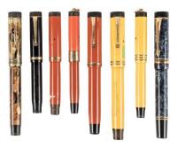 Lot of 8 Fountain Pens, incl. Duofold Mandarin Yellow