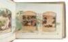 Japanese lacquered album with elaborate bone and mother-of-pearl carved insets on cover, hand-painted silk mats within - 3