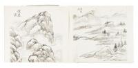 Sketchbook with approx. 90 tipped-in tissue leaves with original ink brush paintings