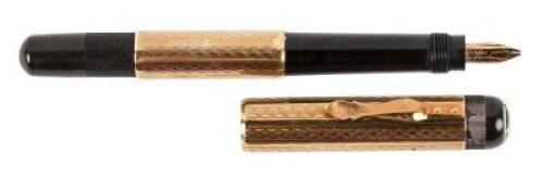 14K Gold Engine-Turned Safety Fountain Pen, Montblanc No. 1 Nib, Rare