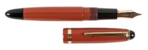 No. 206 Coral Red Button-Filler Fountain Pen, Danish Production