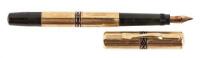 No. 0M Gold-Filled Engine-Turned Overlay Safety Fountain Pen, Blue Enamel Bands