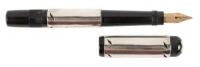 No. 6 Black Hard Rubber Silver Overlay Safety Fountain Pen