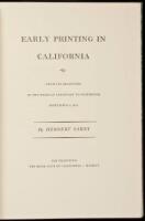 Early Printing in California: From Its Beginning in the Mexican Territory to Statehood, September 9, 1850