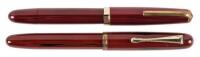 Lot of Two Red Lacquer Fountain Pens