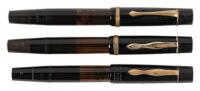 No. 134 Meisterst&uuml;ck Black Celluloid Piston-Filler Fountain Pens: Lot of Three