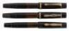 No. 134 Meisterstück Black Celluloid Piston-Filler Fountain Pens: Lot of Three