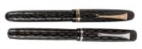 Lot of Two Kamakura Bori Black Lacquer Fountain Pens