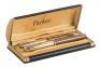 Parker 51 14K Gold Buckskin Beige Blue Diamond Double Jewel Vacumatic Fountain Pen with Matching Propelling Pencil, Original Box