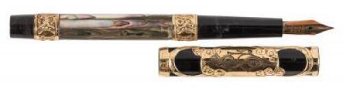 No. 15 Abalone Panels and Gold-Filled Filigree Eyedropper Fountain Pen