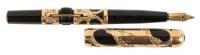 Crescent-Filler Gold-Filled Filigree Fountain Pen, Ball-Ended Slip Cap