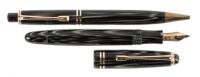 No. 244 Fountain Pen [and] No. 272 PL Propelling Pencil, Pair of Two Grey Striated Celluloid Instruments