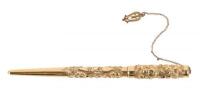 Gold-Filled Highly-Repouss&eacute; Pansy Pattern Tapered Barrel Eyedropper Fountain Pen: Only Known Example
