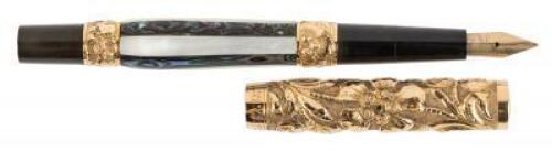 No. 47 "Pregnant Parker" Lucky Curve Fountain Pen, Mother-of-Pearl and Abalone Panels