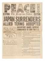 PEACE! Japan Surrenders - Extra-supplement to the Petersburgh, Virginia "The Progress-Index"