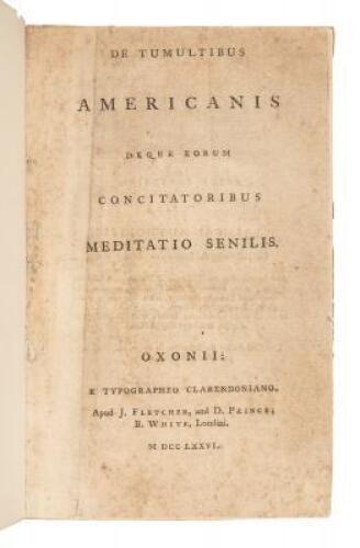 De Tumultibus Americanis Deque Eorum Concitatoribus Meditatio Senilis