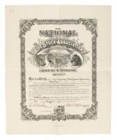 Membership certificate for the Wyoming Stock Growers Association in the National Live Stock Association of the United States