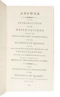 Answer to an Introduction to the Observations Made By the Judges of the Court of Common Pleas, For the District of Quebec, upon the Oral and Written Testimony