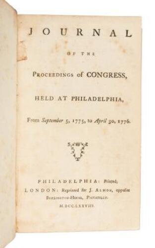 Journal of the Proceedings of Congress, Held at Philadelphia, From September 5, 1775 to April 30, 1776