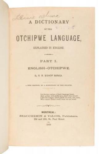 A Dictionary of the Otchipwe Language Parts I and II