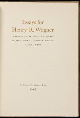 Essays for Henry R. Wagner