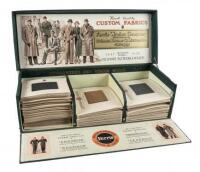 Salesman's counter display, with samples, for 170+ fabrics sold by the Ferris Woolen Co. for the 1937-1938 Autumn and Winter Seasons