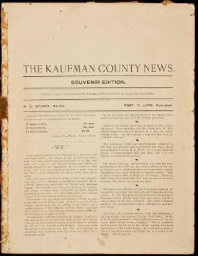 The Kaufman County News, Souvenir Edition - Vol. 1, No. 44