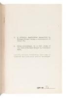 A Hither to Unpublished Manuscript by Richard Wright Being an Continuation of Black Boy [with] Notes Preliminary to a Full Study of the Work of Richard Wright by Constance Webb