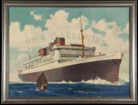 Large framed color poster for the SS President Hoover