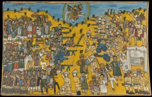 Painting on canvas, of a battle between Ethiopian and Italian forces