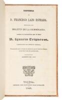 Defensa de D. Francisco Lazo Estrada, Redactor del Boletin de la Democracia, contra la acusacion que le hizo D. Ignacio Trigueros, Gobernador del dirtrito [sic] federal, pronunciado ante el jurado de sentencia que se reunió en México el dia 20 de julio de