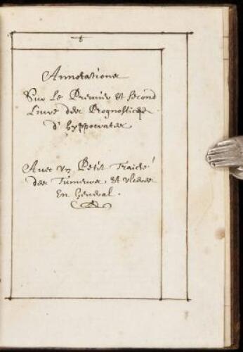 Annotationessur la premier et second libres ,,,prognostique Hippocrates par M. Martin docteur &hellip;la facult&eacute; de medecin do Paris