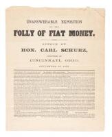 Unanswerable exposition of the folly of fiat money. Speech delivered at Cincinnati, Ohio, September 28, 1878