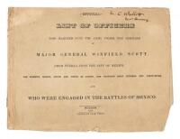 Official List of Officers Who Marched with the Army under the Command of Major General Winfield Scott, from Puebla upon the City of Mexico...