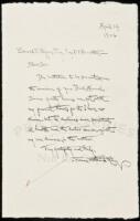 Autograph letter signed by James Whitcomb Riley, to Edward E. Higgins