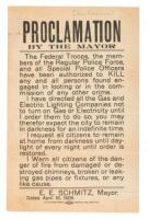 Proclamation by Mayor E.E. Schmitz of San Francisco authorizing police to kill looters following the 1908 earthquake and fire