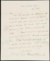 SOLD BY PRIVATE TREATY Autograph Letter Signed by Thomas Hart Benton, to Benjamin O&rsquo;Fallon, regarding the removal of Indians west of the Mississippi