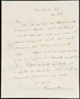 SOLD BY PRIVATE TREATY Autograph Letter Signed by Thomas Hart Benton, to Benjamin O’Fallon, regarding the removal of Indians west of the Mississippi