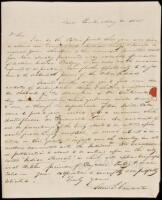 SOLD BY PRIVATE TREATY Autograph Letter Signed by Samuel L. Conant, to Benjamin O'Fallon, seeking examples of "Indian Eloquence," on a lettersheet with printed text detailing his quests for said eloquence