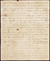 SOLD BY PRIVATE TREATY Autograph Letter Signed, from Fanny Fitzhugh to her son Benjamin O&rsquo;Fallon, transmitting in large part a letter to her from John O&rsquo;Fallon regarding a posting to Green Bay