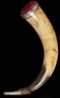 SOLD BY PRIVATE TREATY Antique powder horn with metal base