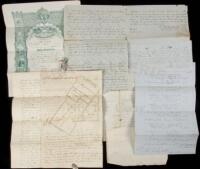 SOLD BY PRIVATE TREATY Archive of approximately 25 documents, either manuscript or partially printed, relating the land transactions, lawsuits, financial matters, and other affairs of Francis J. Smith