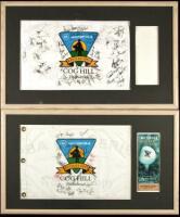 Two signed flags from the 1997 and 1998 Motorola Western Opens at Cog Hill, Lemont, Illinois, with multiple signatures