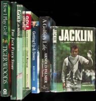 Seven golf volumes, autographed by golf greats and/or authors