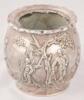 Silver and ceramic bowl with golfing scene