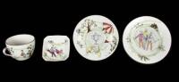 Four pieces of Staffordshire china with golfing scenes