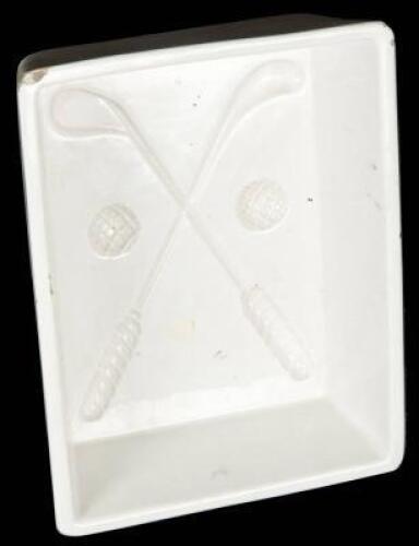 Large ceramic butter mold with golfing theme