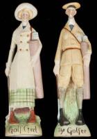 Pair of 1920s bisque golfing figures