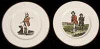 Set of six plates with scenes from old golf prints